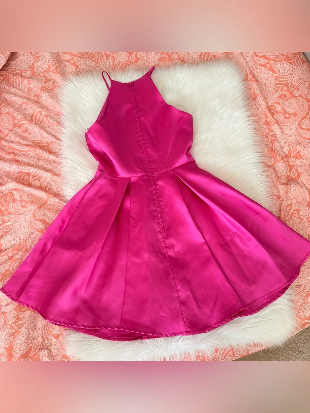 B Darlin Fit and Flare Hot Pink Mini Dress 5/6 - Picture 7 of 8